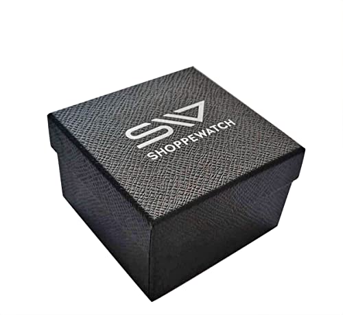 ShoppeWatch Mens Referee Sports Watch Big Square Face LED Dual Time Analog Digital Light Up Dial Stopwatch Leather Band Reloj Deportivo para Hombre Cronometros Wacht