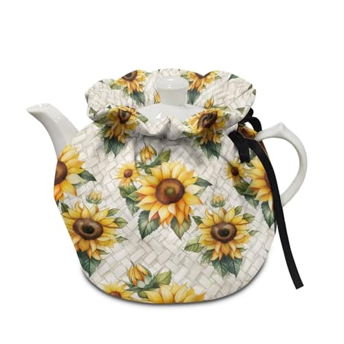 Image of Sunflower Tea Cosy Breakfast Warmer, Dustproof Kitchen Teapot Protective Cover Insulation and Keep Warm, Home Kitchen Table Accessories for Christmas Green Decor