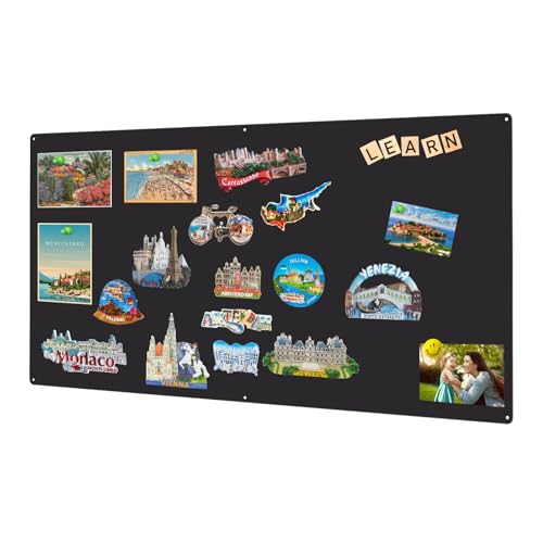 Qiytecno Lavagna Magnetica da Parete, Pannello Magnetico Nero 80x100cm - per Cucina, Ufficio, Scuola - Ideale per Magneti Turistici, Appunti e Promemoria Magnetici, Magnetic Board