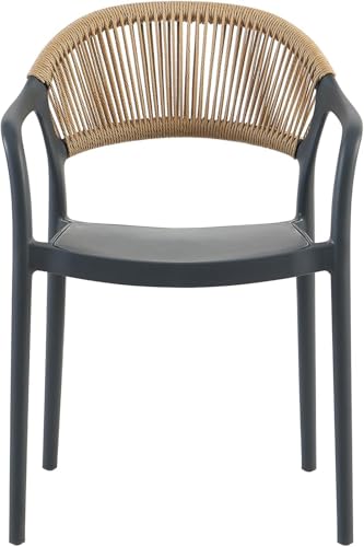 Cribel Poltrona Maiorca in Polipropilene Antracite | Sedia Moderna con Schienale Intrecciato per Soggiorno, Cucina, Giardino, Terrazzo e Arredo Bar (ANTRACITE)