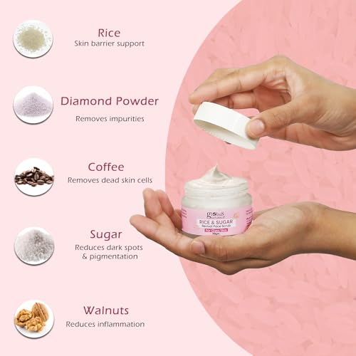 Image of Globus Naturals Rice & Sugar Revival Face Scrub, Enriched with Coffee & Walnut, For Glass Skin, 50 gm