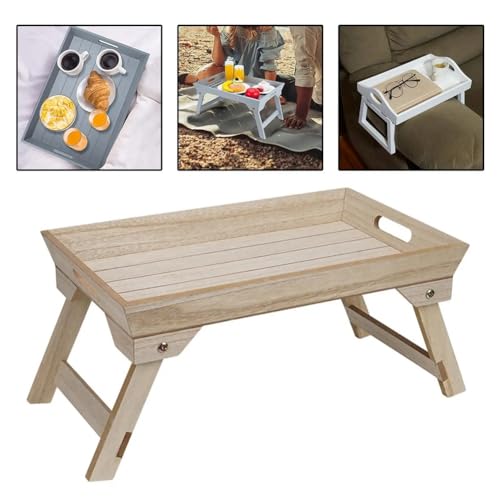 Table de lit pour ordinateur portable Cosmin, petite table bois blanche