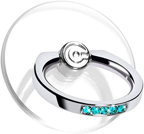 Transparent Phone Ring Holder Grip - EI Sonador Clear Cell Phone Ring Stand Holder Finger Grip Kickstand 360° Rotation, Compatible with Most of Phones, Tablets and Case (2 Aquamarine Diamond)