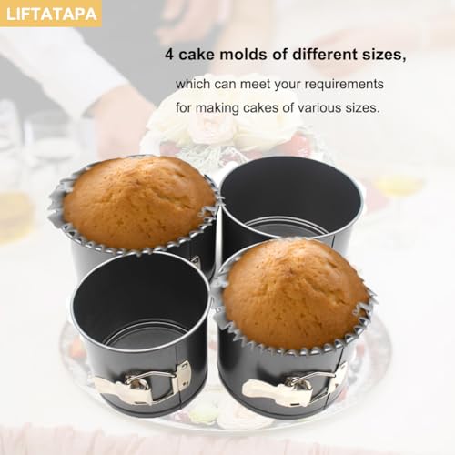 LIFTATAPA 4Pcs Springform Pan (4inch, 5inch, 6inch, 7inch), Non-stick Cake Tin for Baking, Detachable Bottom Carbon Steel Cheesecake Mold Deep Dish Pans Round Cake Molds(Black) by LIFTATAPA - Image 6