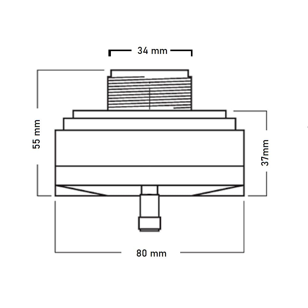 Seven Soundvector SVT-2501 Driver de Compresión Tweeter Motor de Agudos Diafragma de Titanio 25mm Rosca 34mm Sensibilidad 102dB Potencia Nominal 30W AES 120W Peak para Altavoz Profesional de 8" y 10"