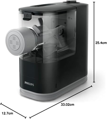 Philips Kitchen Appliances Compact Pasta and Noodle Maker, Viva Collection, Comes with 3 Default Classic Pasta Shaping Discs, Fully Automatic, Recipe Book, Small, Black (HR2371/05) - Image 4