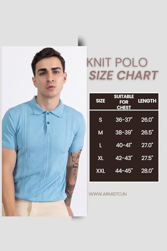 Image of Armisto Men's 100% Cotton Fancy Party Polo T-Shirt /Neutral Colour
