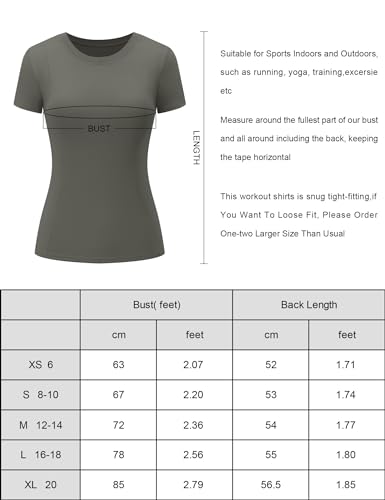 IECCP Womens Basic Short Sleeve Slim Fit T Shirts Soft Crewneck Tee Summer Cute Gym Yoga Running T Shirt Stretchy Work Out Top Sports T-Shirts Summer Tee Gray S - Image 6