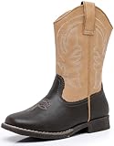 Felabo Boys Cowboy Boots - Western Square Toe Pull-On Side Zipper Embroidered Shaft Slip-Resistant Outsole (Toddler/Little Kid/Big Kid)