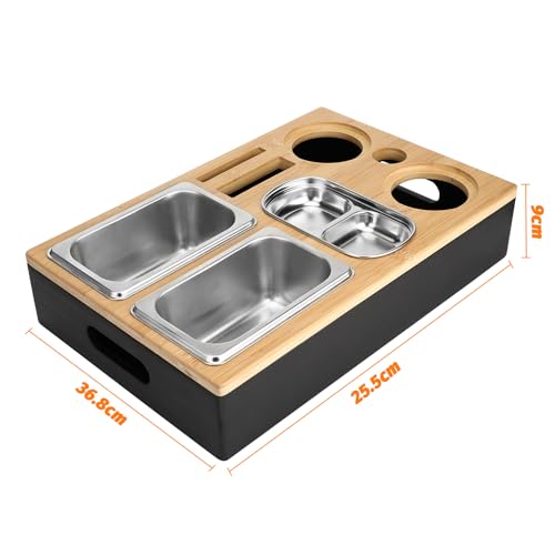 Auauraintt Sofa Tablett, Couchbar Snackbox, Mit Snackschalen Aus Edelstahl,mit Abnehmbarer Deckel, der perfekte Couch Organizer, für Wohnzimmer Sofa Restaurant Picknick Party – Bild 3