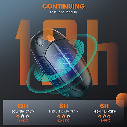 Hand Warmers Rechargeable 2 Pack, Portable Electric Handwarmers, 12Hrs Long Lasting Warm, Reusable Pocket Warmers For Outdoor, Golf, Hunting, Skiing, Camping, Great Gifts For Women Men Kids (Black) #TOP2