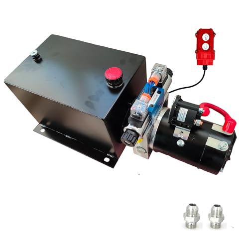 Wryxia Hydraulic Power Unit for Dump Trailer Car Lifting Platforms, 2200PSI 12V DC Hydraulic Station Pump, Double Acting,1.6 kW,12 Quart