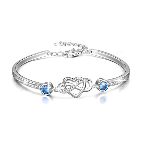 Aoboco 925 Sterling Silver Infinity Endless Love Bracelet - I Love You Forever Series Adjustable 6-8 In Bracelet With Crystals From Austria Jewelry - Valentines Day Gifts For Her #TOP18