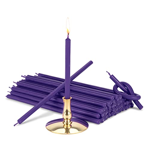 NKlaus - Bougeoir avec bougies violettes sans gouttes L 16cm Bougie rituelle paraffine 40005
