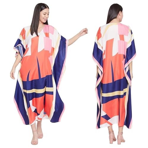 Image of Oussum Women Plus Size Kaftan Kimono Loose Maxi summer dresses for women Beach 3 /4 Sleeve Casual lounge dress Boho