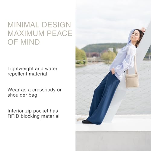Image of Hedgren LEONCE Crossbody Bag - RFID Protection, Zip Lock, Pen & Slip Pockets, Water-Repellent, 0.92L - Sepia