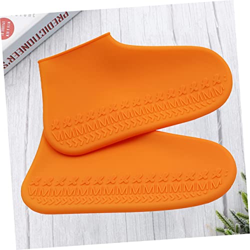HANABASS 1 par de botas de lluvia para niños cubiertas de zapatos de lluvia de silicona talla M color naranja miniatura 6