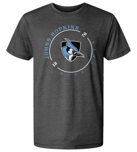 NCAA Officially Licensed Apparel Johns Hopkins 1876 JHU Blue Jays Collegiate Icon Unisex RYLJHU11 Unisex Vintage Washed T-Shirt Hopkins02P Washed Black Large