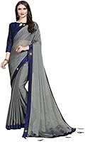 COTTON SHOPY Women's Jacquard Chiffon Saree With Unstitched Blouse Piece