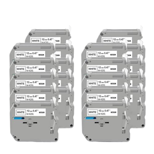 �����e�[�v MK 231 131 431 531 631 731 ���x���[����� PT-70 PT-80 ���x���[ 5/10/20PK 12mm �ƌ݊���������܂��B(20PK Black on White)
