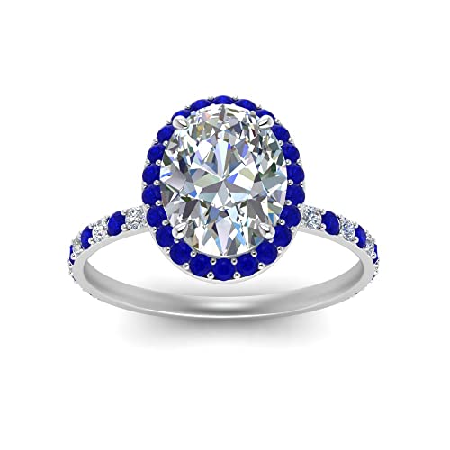 Image of Choose Your Gemstone Oval Halo Ring 925 Sterling Silver Oval Shape Halo Engagement Rings Gemstone Wedding Promise Gift Casual Wear Party Wear Daily Wear Office Wear US Size 4 to 12