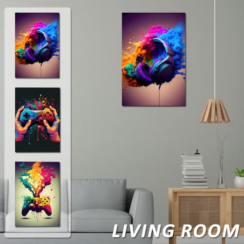Toile Murale Gaming 3 Panneaux 30x40 Prêt à Accrocher hocadon