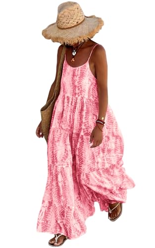 Image of PRETTYGARDEN Women Summer Dresses 2026 Spaghetti Strap Scoop Neck Floral Maxi Dress Flowy Boho Long Sundress with Pockets