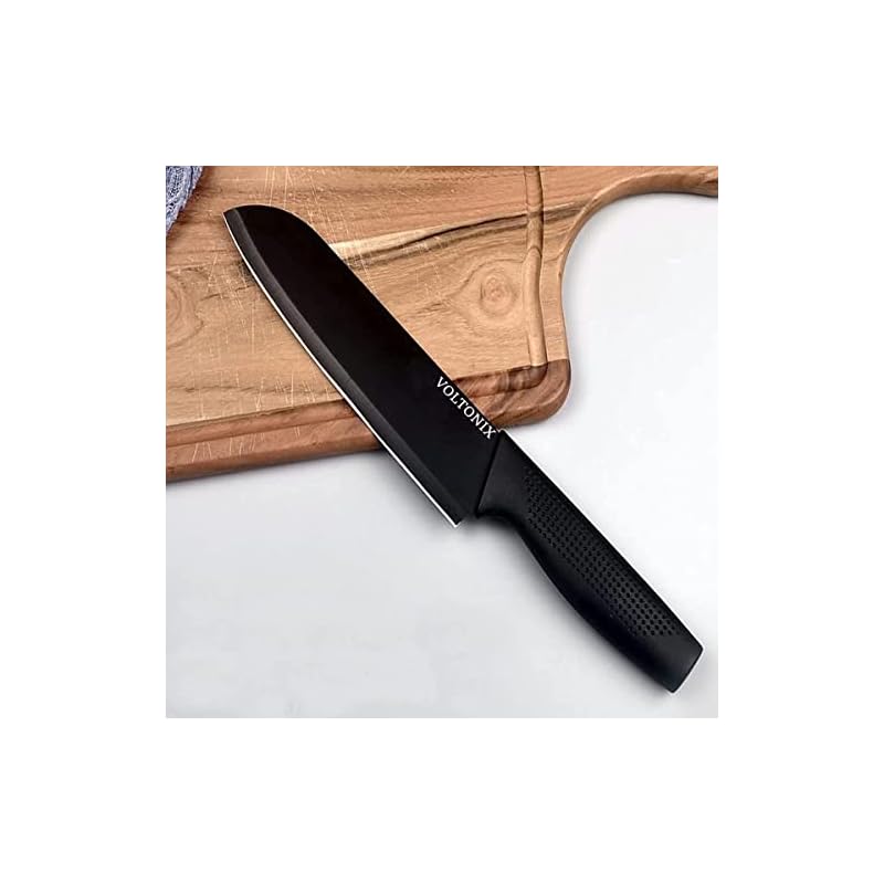 Voltonix Stainless Steel 3 Pieces Professional Kitchen Knife Set/Meat Knife/Chef Knife with Non-Slip Handle Sharp Manual Sharpening for Home Kitchen/ (Dark Black) - Image 5