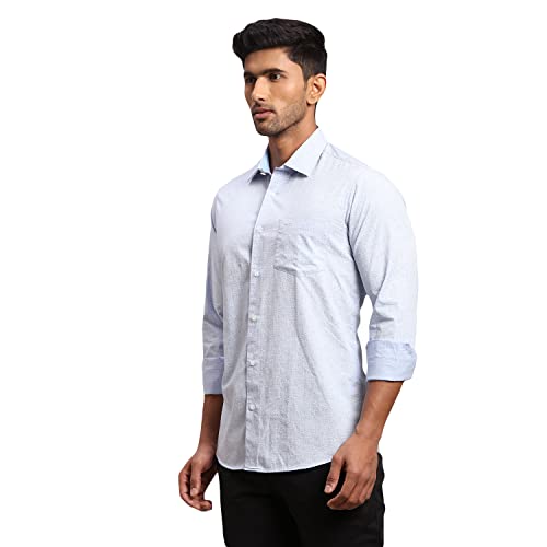 Image of Colorplus Men's Pure Cotton Print Pattern Contemporary Fit Spread Collar Full Sleeve Casual Shirt