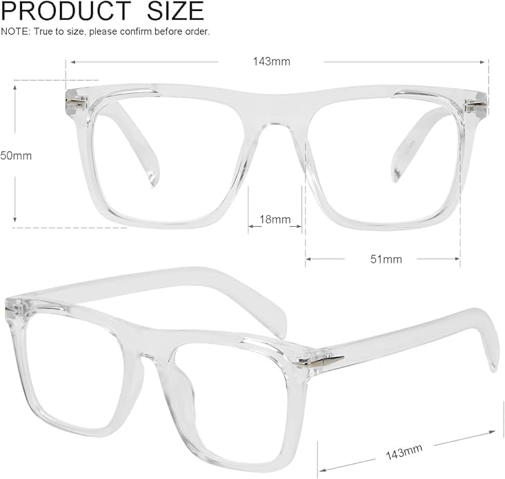 Image of Blue Light Glasses for Men Women Trendy Square Frame Blue Light Blocking Lens Computer Eyeglasses
