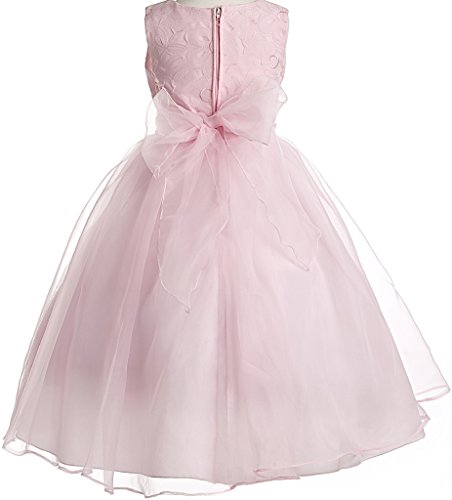 Little Girls Charming Floral Lace Layer Organza Pearl Gown Flower Girl Dress2