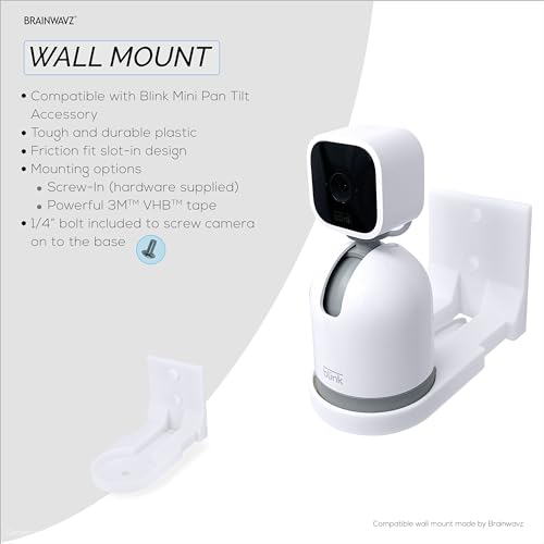Screwless Wall Mount for Blink Mini Pan Tilt Camera, Easy to Install Holder, No Mess, Strong VHB Holder with Screw in Option