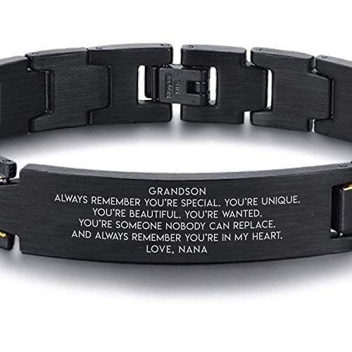 MakeAGift To My Grandson From NANA. My Grandson, You're Special. You're in my heart. Black Stainless Steel Bracelet. Grandsons Gifts From Grandmother. Graduation Gifts To Grandson From Grandparents - Image 3