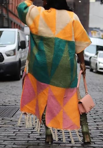 Molisry Women Cardigan Sweater for Fall 2023 Casual Knitted 3/4 Sleeve Floral Printed Open Front Long Outerwear3