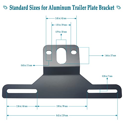 Bggtmo Trailer License Plate Bracket Holder- Atv/Rvs/Boat/Jet Ski Utility Trailer Metal Car Tag Frame And Black Aluminum Cover Mounting Kit With Screw Caps #TOP1