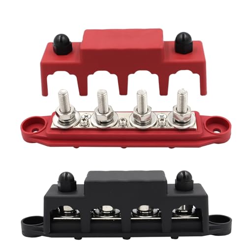 Barre omnibus M10 12V 250A noir avec couvercle pour distribution batterie