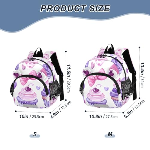 Kid's Backpack for Boys & Girls Toddler Bag Heart Candy and Cupcakes Backpack with Safety Leash2