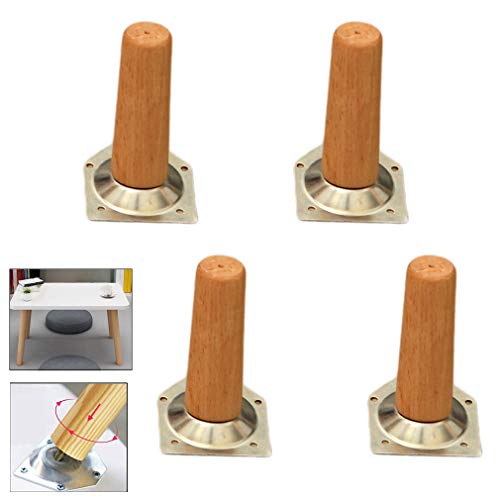 Ensemble de pieds de table en bois de hêtre massif de rechange pour canapé, banc, meuble TV, placard 5 cm, accessoires de montage pour tables de salle à...