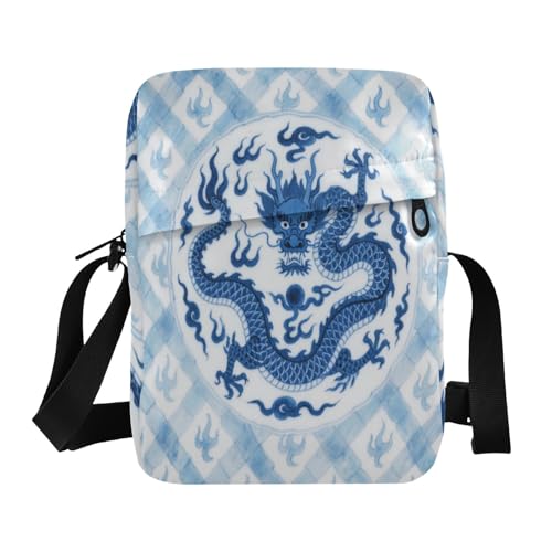 messenger bag for men men shoulder bag cross body purses for women Adjustable Strap for business business- Auspicious Dragon Porcelain