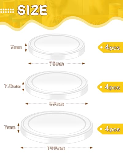 Caianwin 12 Stück Dosendeckel für Tierfutter 3 Verschiedenen Grössen (200g/500g/800g) PE Transparenten Kunststoff Deckel,Wiederverwendbar Konservendosen Deckel für Katzenfutter und Hundefutter Dosen