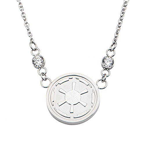 Disney Star Wars Women's Stainless Steel Imperial Symbol Small Pendant Necklace