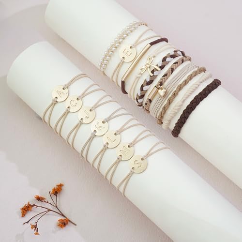 Fohufo Hair Ties No Damage - 10 Pcs Hair Scrunchies for Women Girls, Hair Ties for Thick Hair & Thin Hair, Hair Scrunchies Bands Bracelets, Initial Hair Accessories for Women, Birthday Gift - Letter K — view 5
