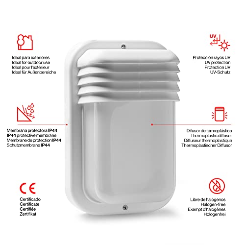 Aplique Ecoled IP44 resistente a salpicaduras con casquillo E-27 vertical blanco 4