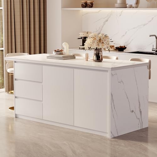 homary Kitchen Island with Storage, 72" Large Kitchen Island Cabinet