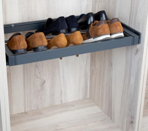 AZERODESIGN-Organizador Zapatos-Zapateros-Armario Zapatero-Organizador de Zapatos Extraíble-para Armarios y Vestidores – Adaptable-Extracción Total de 450mm-Color Antracita (MODULO DE 100)