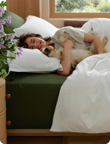 Image of Bedsure 100% Washed Cotton Duvet Cover Queen Size - Natural White Minimalist Bedding Set Linen Like - PureWoven Plain Simple & Soft Comforter Cover for All Seasons (Natural White, Queen, 90 inchx90 inch)