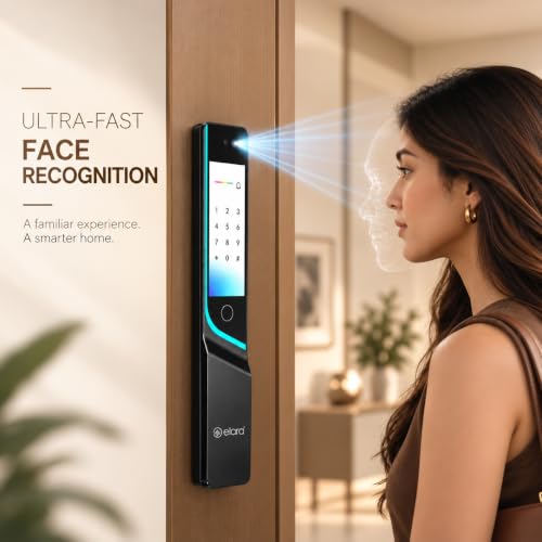 Image of Elara Wave X Pro Smart Door Lock with Dual Display Screens | Face Unlock & Palm Recognition | Advanced 9-in-1 Unlocking Methods | Fingerprint, PIN, RFID Card, Mobile App | 2-Year Warranty