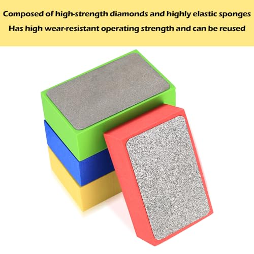 4 Pcs Diamond Hand Polishing Pads, Tile Polishing Pads Porcelain Polishing Pads, Glass Polishing Kit for Concrete Stone Marble Granite Ceramic Porcelain Sanding Blocks, 60# 100# 200# 400# - Image 3
