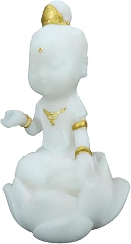 Miniatura 6 de Ebros Gift Pequeño Feng Shui Arte Cultural Amuleto de la Fortuna Figura de Buda Blanco y Oro Bodhisattva Hotei Mini Budas Talismán Escultura