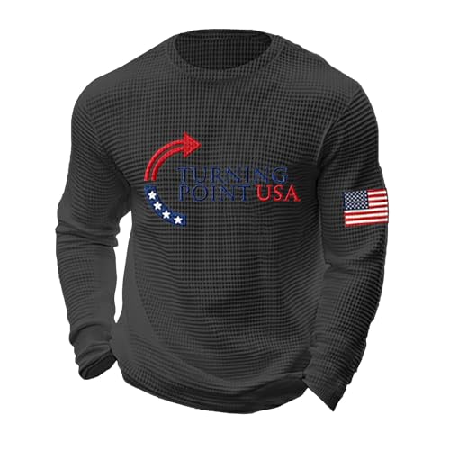 Men's Charlie Kirk This is The Turning Point USA Shirts Casual Long Sleeve T-Shirt A True Patriot American Flag Tops